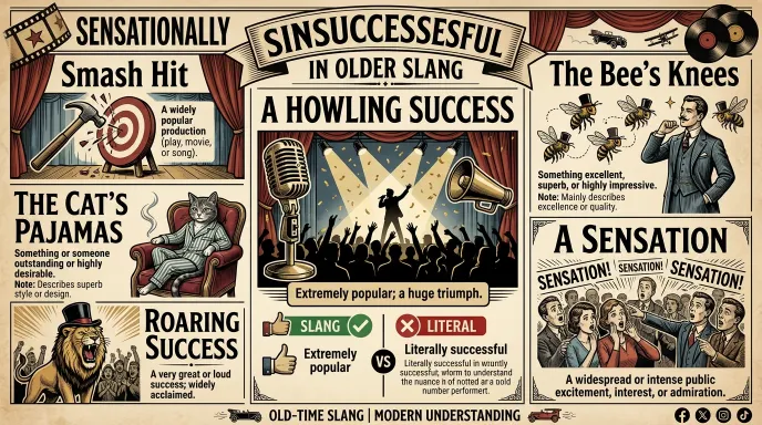 sensationally successful in older slang