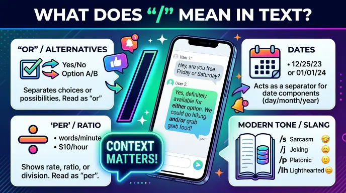 what does / mean in text